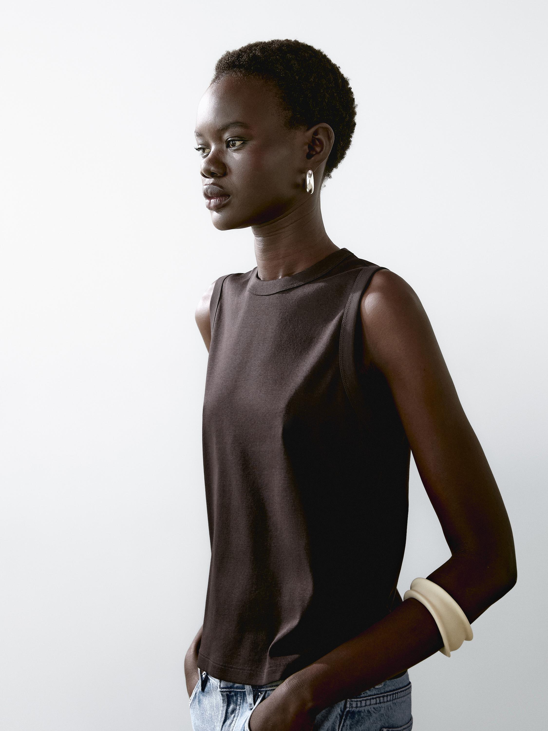 Mercerised cotton crew neck T-shirt